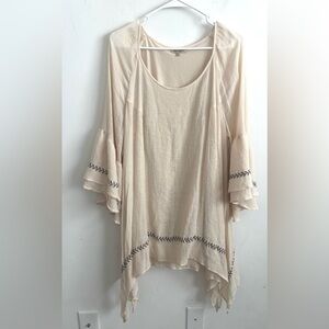 Oh Gussie Tunic Fairycore Peasant Asymmetrical Embroidered Boho flare Sleeve 2X